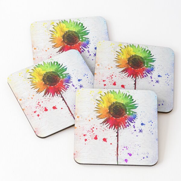 Artikelvorschau, Sonnenblume-Aquarell-Malerei-Set 2 Blumen abstrakt gelb braun Clip Art Dekor Farben Poste Giif entworfen und verkauft von Rockwpapart.