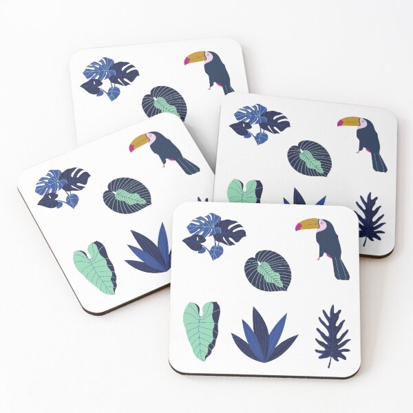 Item preview, Navy floral with toucans - cute designed and sold by MotherOfBears.