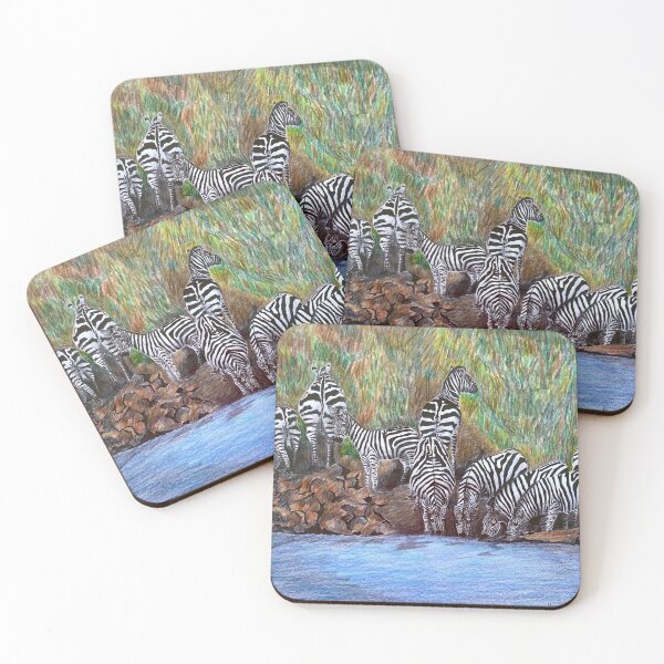 Item preview, ZEBRAS WATER POND designed and sold by kazartsy.