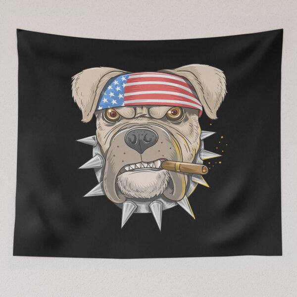 Item preview, American Pitbull Terrier Dog Retro Vintage USA Flag  Cigar Pullover designed and sold by sara4ly.