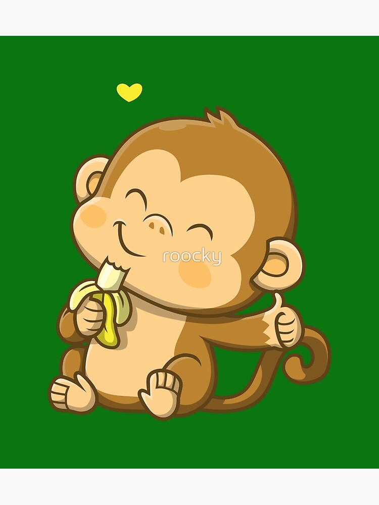 Baby Monkey by Poster Eating Sale roocky | for Redbubble Banana