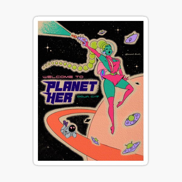 Doja Cat Planet Her Retro Sticker