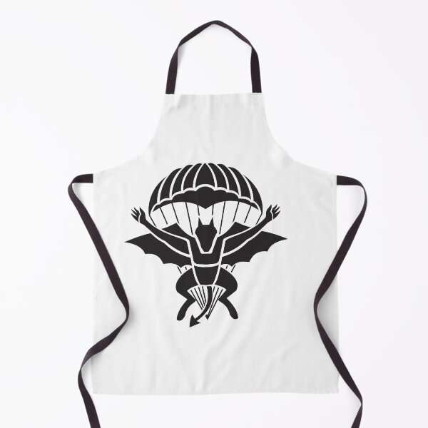 Item preview, Red Devils Parachute Regiment Free Fall Team Showing a Demon Devil or Bat with Parachute Jumping Front View Military Badge Black and White designed and sold by patrimonio.