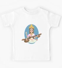 Hindu Goddess Saraswati. Vector hand drawn illustration. Kids Tee