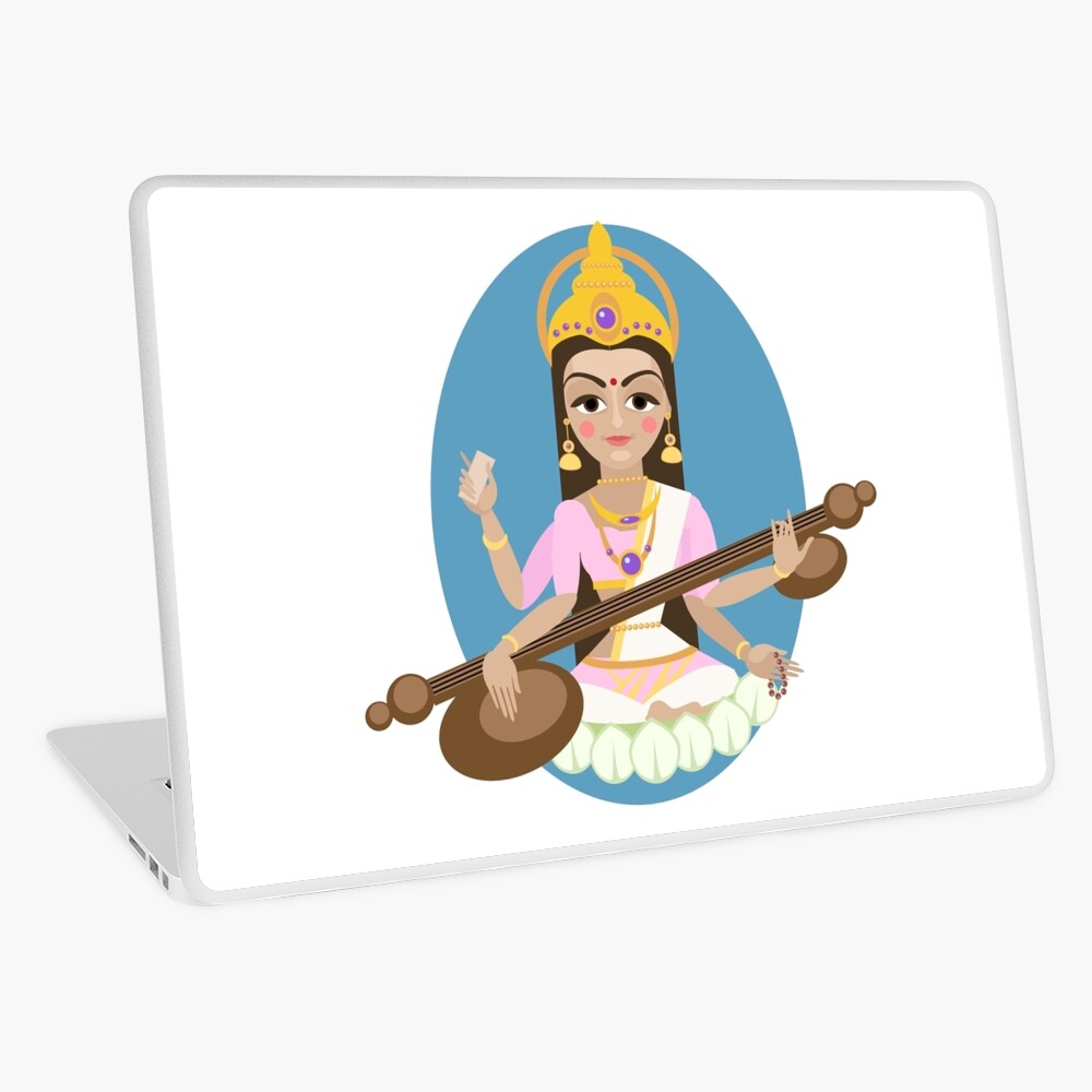 Hindu Goddess Saraswati. Vector hand drawn illustration. Hindu Goddess Saraswati. Vector hand drawn illustration.