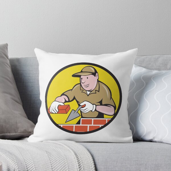 Item preview, Bricklayer Bricks Trowel Circle Cartoon designed and sold by patrimonio.