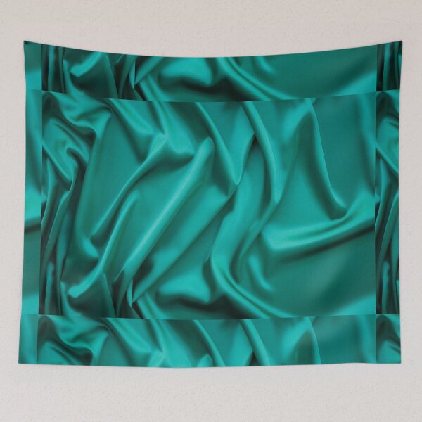 Item preview, Delicate silk waved green fabric designed and sold by Lukasz Szczepanski.