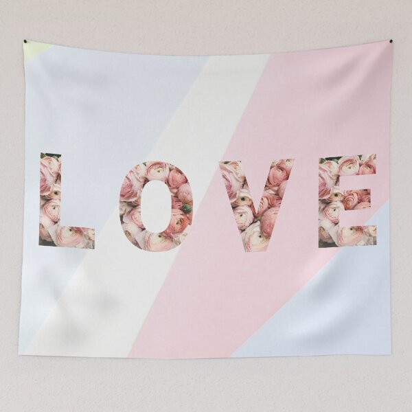 Item preview, blush pink floral love word - florals love word  designed and sold by Amalzaki.