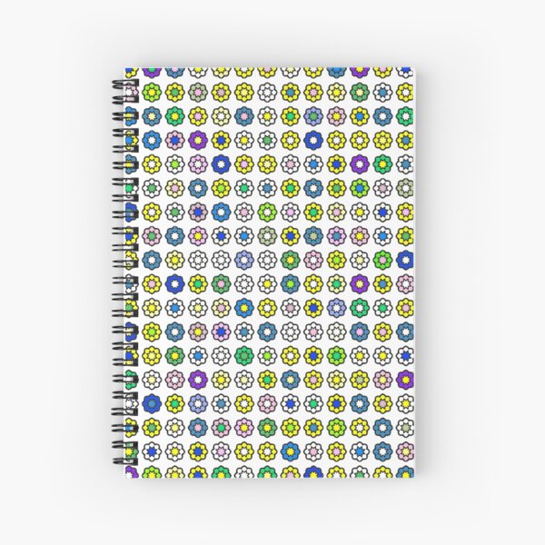 Parterre de fleurs, fond blanc, hippie style Cahier à spirale
