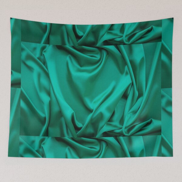 Item preview, Delicate green silk waved fabric designed and sold by Lukasz Szczepanski.