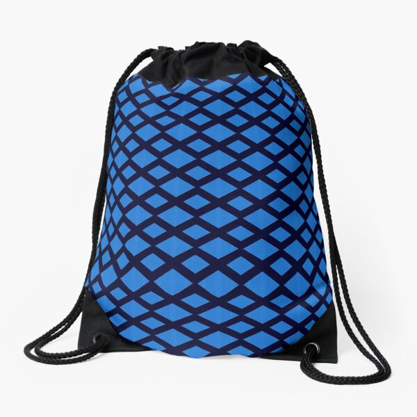 Argyle pattern, Deep Blue Ocean Drawstring Bag