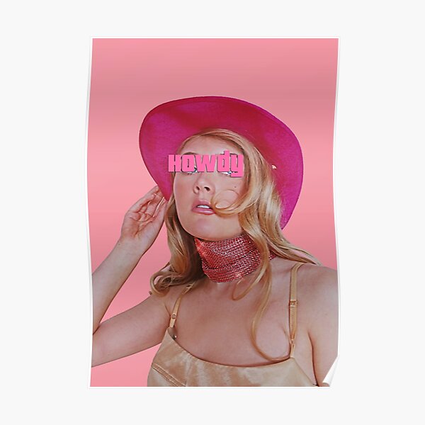 Retro pink poster 'Howdy' Poster