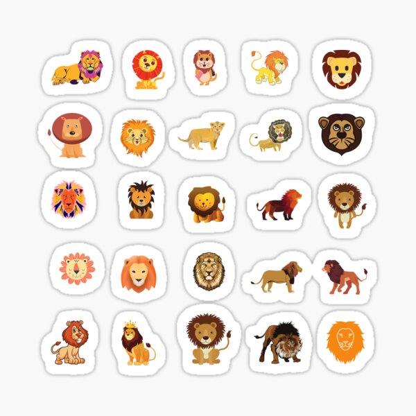 Vista previa del artículo con la obra «Leones grandes felinos mamíferos macho leones leones ilustraciones», diseñado y vendido por Cafecreative.