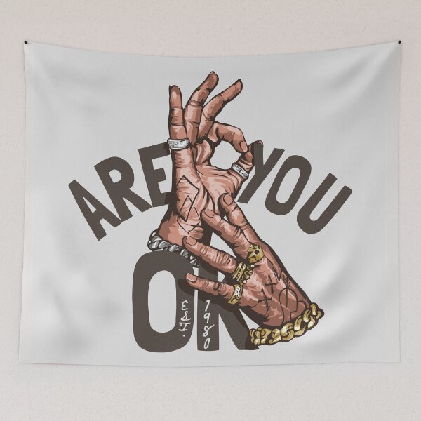 Item preview, Are You OK Alogan with Mans Hand Sign Illustration designed and sold by Peekonet.
