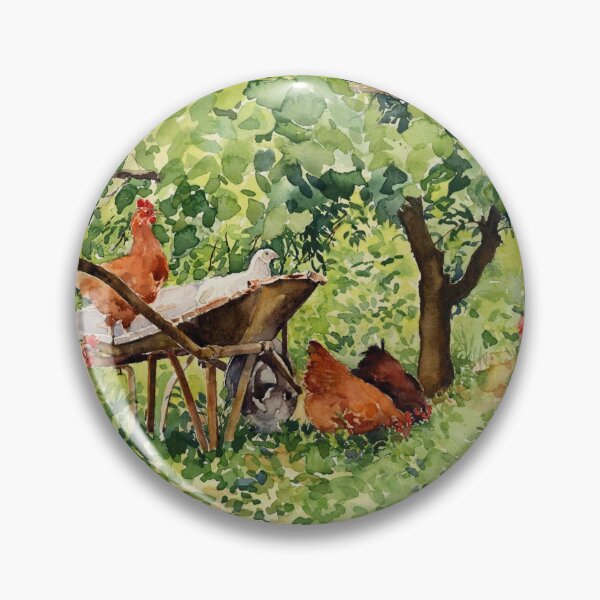 Item preview, chickens beneath my nectarine tree designed and sold by Margaret Merry.