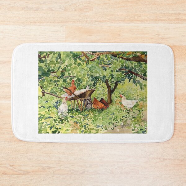 Item preview, chickens beneath my nectarine tree designed and sold by Margaret Merry.