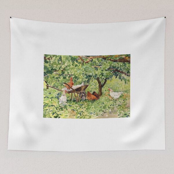 Item preview, chickens beneath my nectarine tree designed and sold by Margaret Merry.