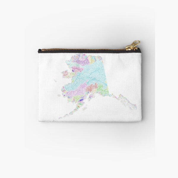 Item preview, Alaska River Basin Map in Rainbow Colours with White Background designed and sold by GrasshopperGeo.