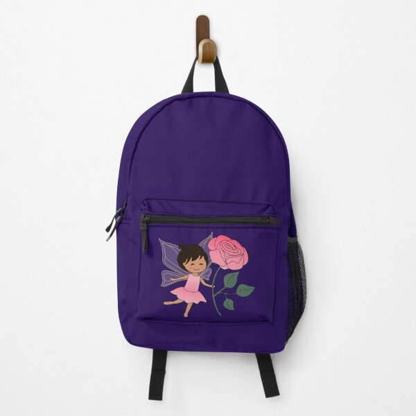 Item preview, Little Fairy Girl with Rose, Bella, brunette, short ponytail designed and sold by nutmegfairy.