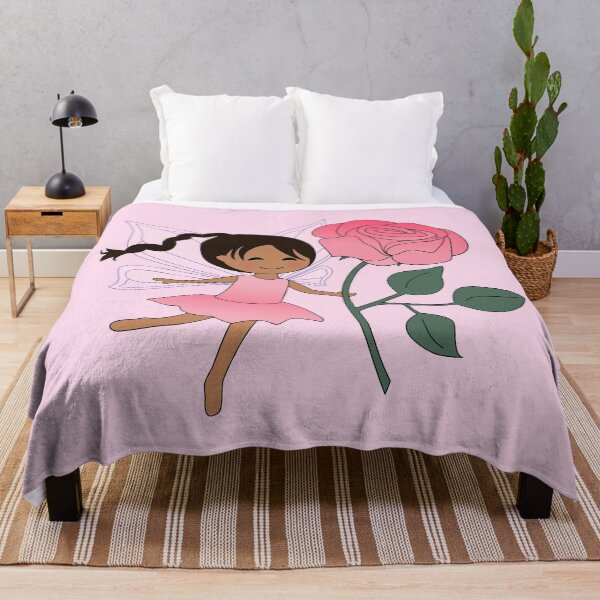 Item preview, Magical Fairy Girl, Rose, brunette, long braid, on soft pink designed and sold by nutmegfairy.