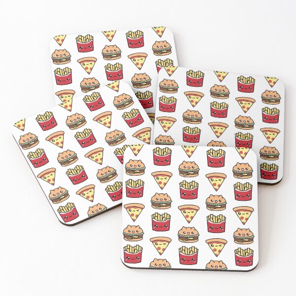 Item preview, Cute Kawaii Pizza Burger Fries Characters designed and sold by STUDIO-72.