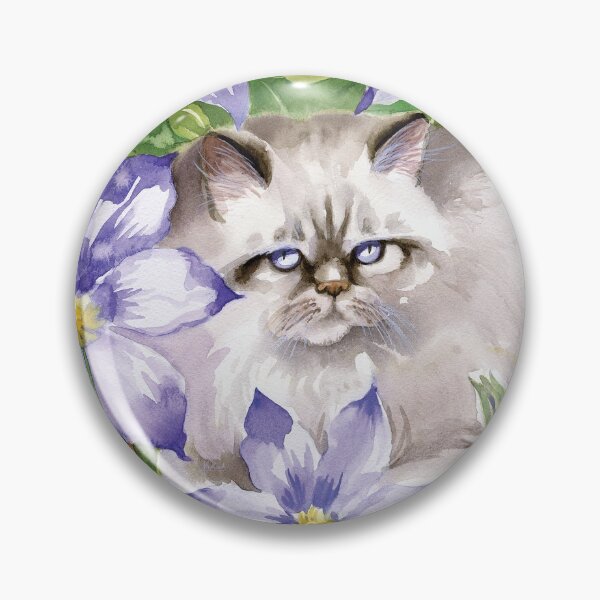 Artikelvorschau, Katze und blaue Clematis-Blumen entworfen und verkauft von Jackie  Harland.