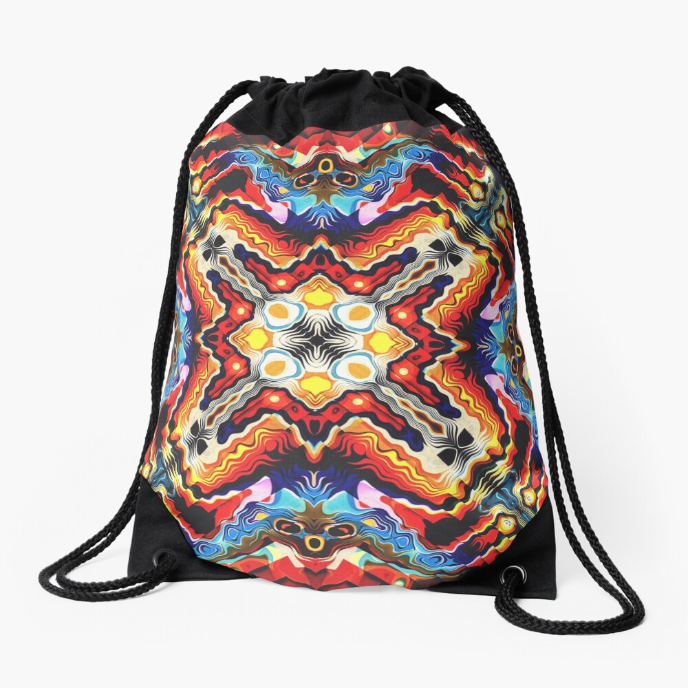 Colorful Tribal Motif Drawstring Bag