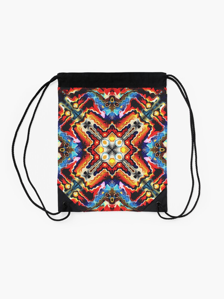 Alternate view of Colorful Tribal Motif Drawstring Bag