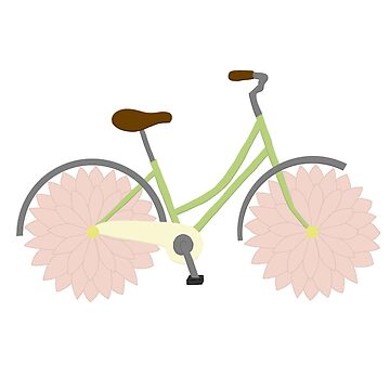 Sage Green Bike with Pink Flowers for Wheels