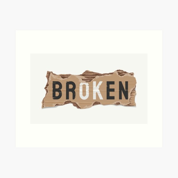 Item preview, Broken OK Slogan Piece Ripped Cardboard Illustration designed and sold by Peekonet.
