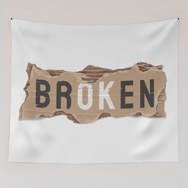 Item preview, Broken OK Slogan Piece Ripped Cardboard Illustration designed and sold by Peekonet.