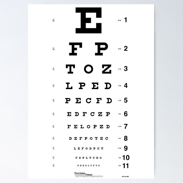 Snellen Eye Chart Print Lettering Typography Custom Eye Chart Baby