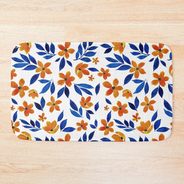 Item preview, Blue & orange Floral pattern designed and sold by ArtforSoul21.