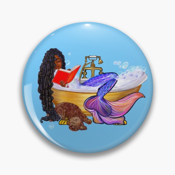 Item preview, Mermaid bookworm with braids relaxing in luxurious bubble bath having a moment of tranquility  ! designed and sold by Artonmytee.