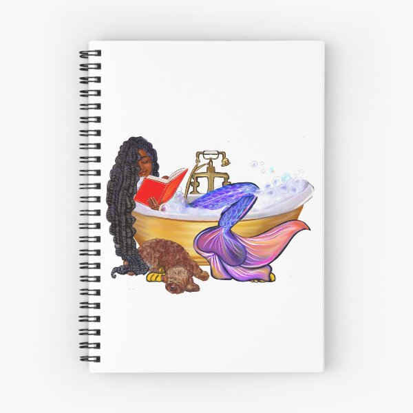 Item preview, Mermaid bookworm with braids relaxing in luxurious bubble bath having a moment of tranquility  ! designed and sold by Artonmytee.