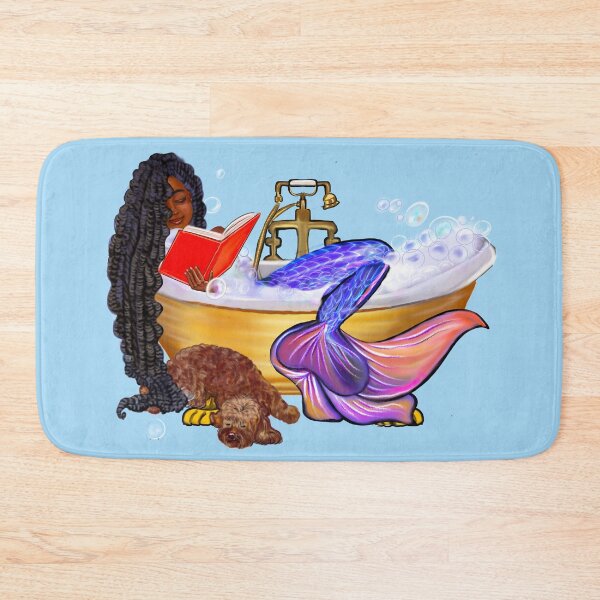 Item preview, Mermaid bookworm with braids relaxing in luxurious bubble bath having a moment of tranquility  ! designed and sold by Artonmytee.