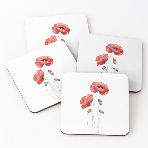 Artikelvorschau, Rote Mohnblumen Aquarell entworfen und verkauft von InnaPatiutko.