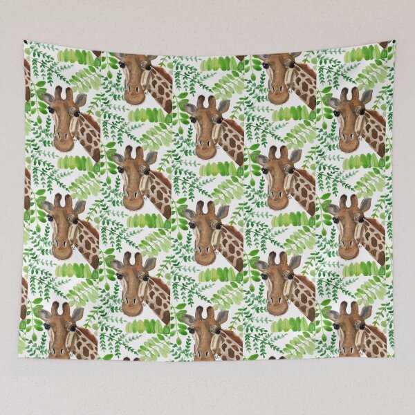 Item preview, Watercolour Giraffe Painting with Plants designed and sold by TortoiseshellDesignStudio.