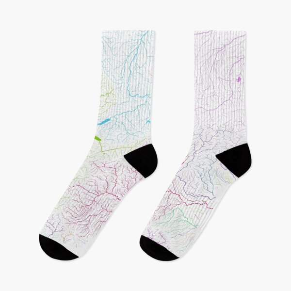 Item preview, The Alps River Basin Map in Rainbow Colours with White Background designed and sold by GrasshopperGeo.