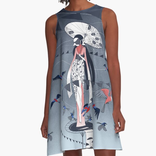 Kimono Birds A-Line Dress