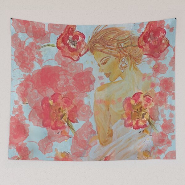 Item preview, Woman in a breeze of flowers. Acrylic on canvas designed and sold by Galeria-S.