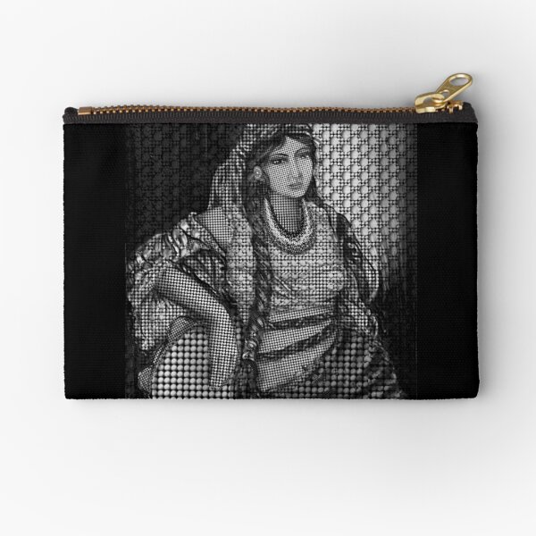 Arab Bedouin Woman in Black and White Zipper Pouch