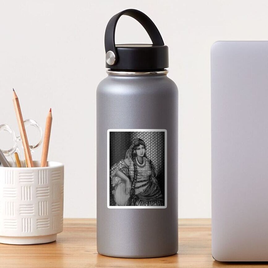 Arab Bedouin Woman in Black and White Sticker