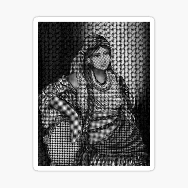 Arab Bedouin Woman in Black and White Sticker