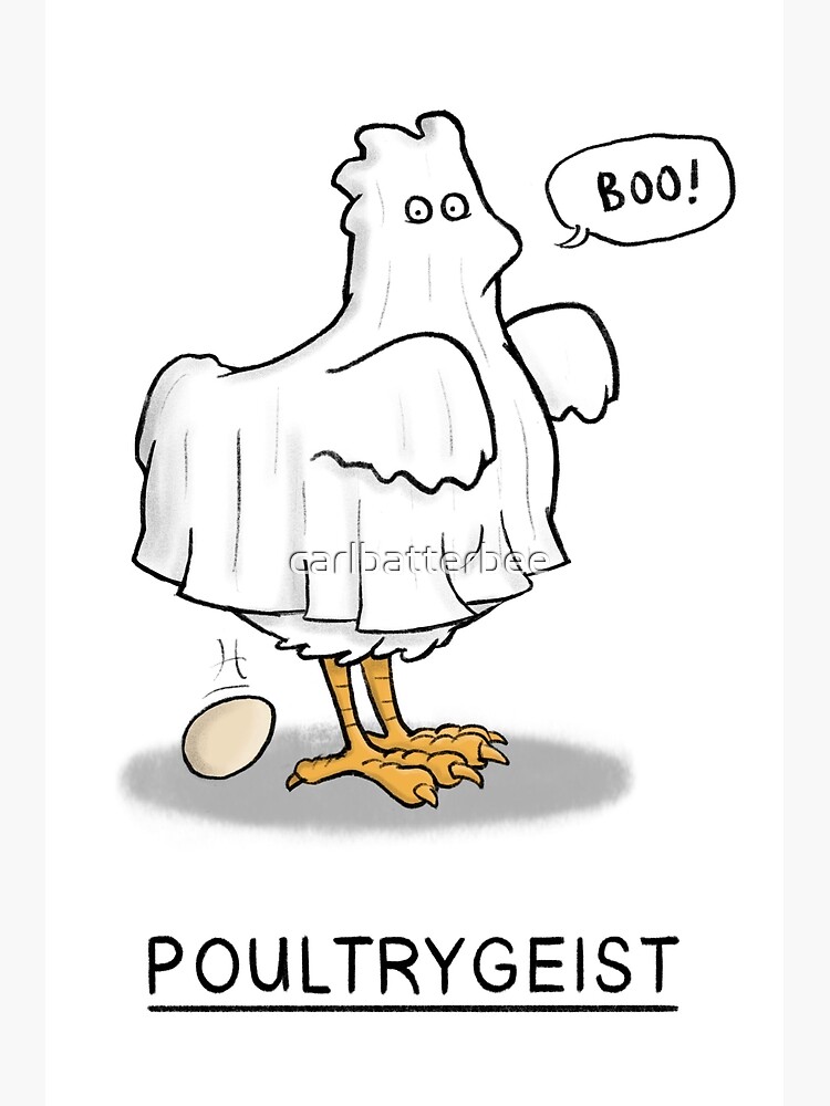 Poultrygeist - Chicken Ghost Pun Greeting Card for Sale by carlbatterbee