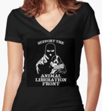 "Support the Animal Liberation Front" Women's Fitted V-Neck T-Shirt