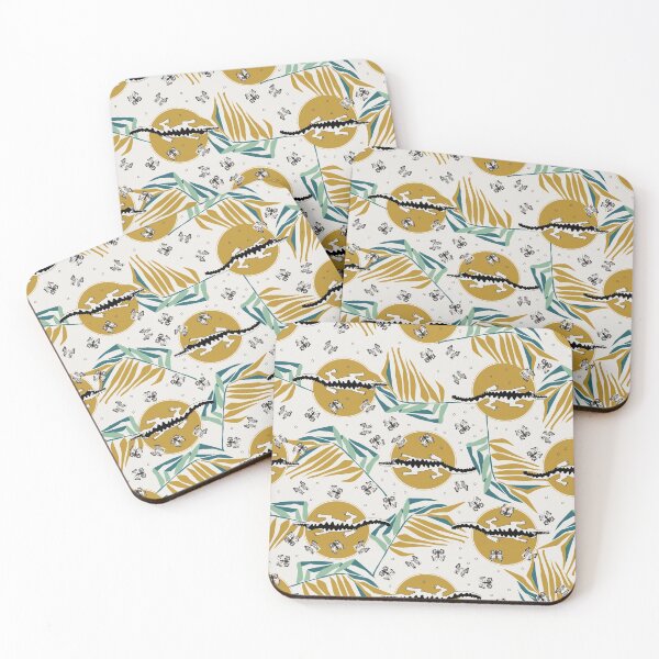 Item preview, seamless pattern with cartoon crocodile and butterfly designed and sold by VetaPoli.