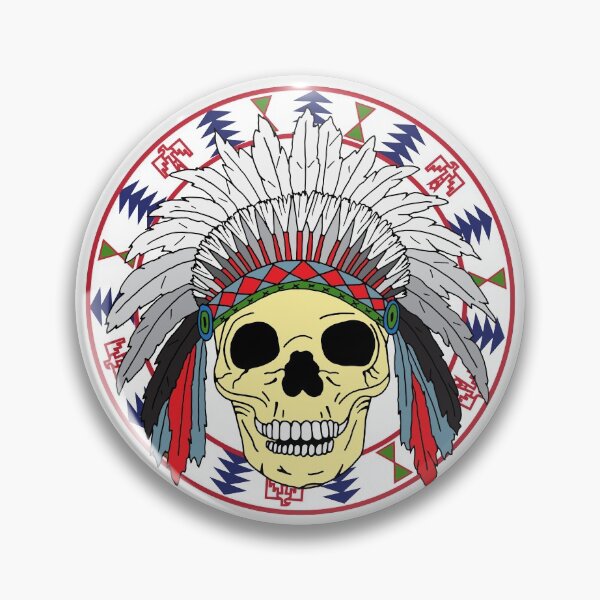 Item preview, Sioux Native American Indian Skull in Headdress designed and sold by HotHibiscus.