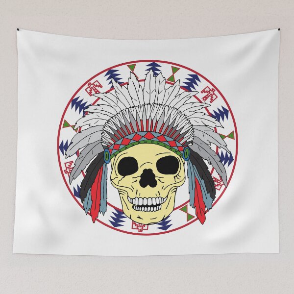 Item preview, Sioux Native American Indian Skull in Headdress designed and sold by HotHibiscus.