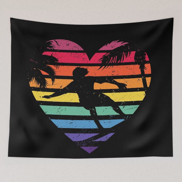 Item preview, Retro Surf Rainbow Sunset Heart designed and sold by makart2.